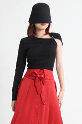 Asymmetric Sleeve Knit Top